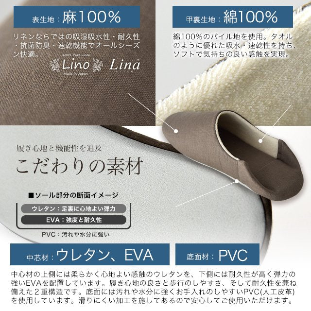 リネン スリッパ バブーシュ ルームシューズ 日本製 麻 山形産 メンズ レディース キッズ 子供 2way