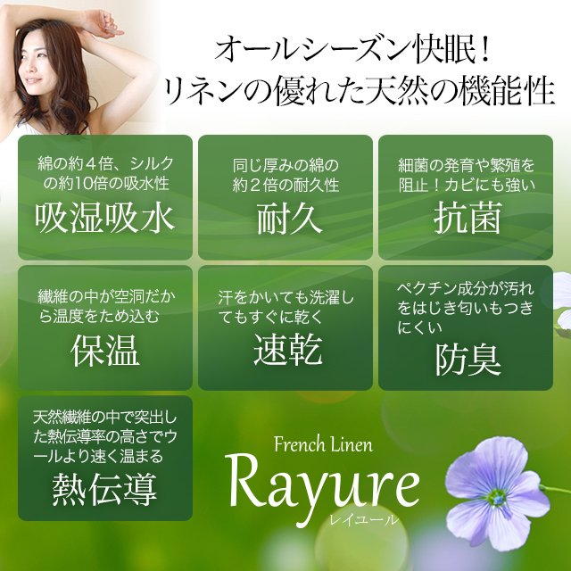 日本製 フレンチリネン 先染めストライプ 麻100% 敷き布団カバー/フラットシーツ シングルサイズ~ダブルサイズ Rayure (レイユール)