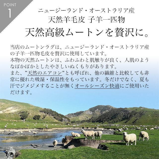 ムートンラグ  一匹物長毛ピースラグ ムートン 60×90cm リアルファー 高級天然ムートン おしゃれ キャンプ ペット用に